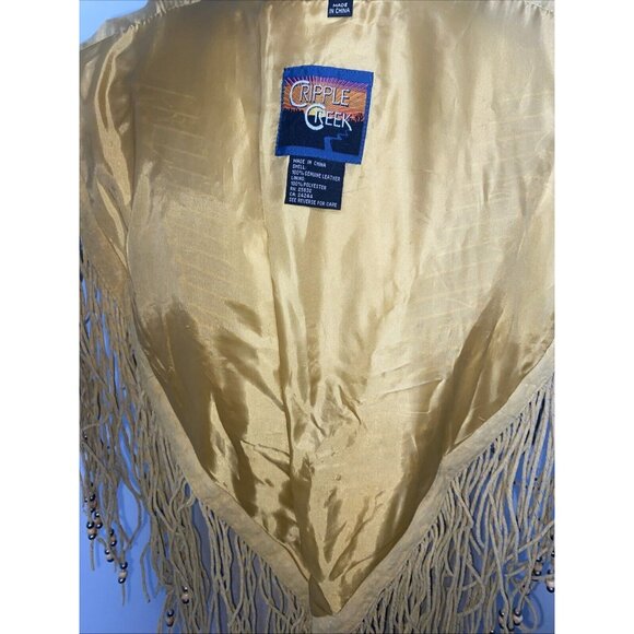 Cripple Creek Shawl Vest Western Leather Studded Bead Fringe Capelet Poncho OS - Picture 11 of 11